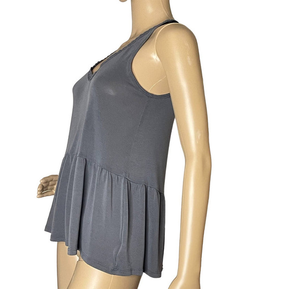 American Eagle Soft & Sexy Sueded Tank Top Size XS Gray V-Neck Lace Flowy - Picture 3 of 8